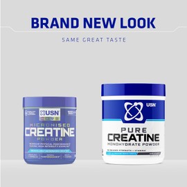 USN Micronised Creatine Powder 500g (79 Servings): Red Fruit Punch flavour, 100% Pure Creatine Monohydrate Powder for Performance and Muscle Recovery, Suitable for Vegans