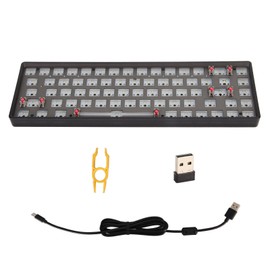 Mechanical Keyboard Kit 68 Keys 2.4G BT Wired Mode 65% Layout Hot Swap Custom Gaming Keyboard for DIY Replacement Black