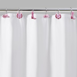 Aldopein Pink Cowgirl Decorative Shower Curtain Hooks Rings for Aesthetic Funky Girls Rodeo Shower Curtains Bathroom Decorations, Metal Rustproof Cute Horseshoe Cowboy Boots Hats Shower Curtain Hooks