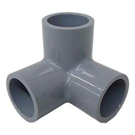 Kansai Chemical 3-Way Short Elbow Fitting PVC Made Space Saving DIY 3-Port (13A, Gray) Set of 4 pcs
