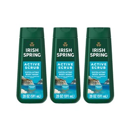 Irish Spring Active Scrub Exfoliating Body Wash for Men, 24-Hour Fresh 3 PACK