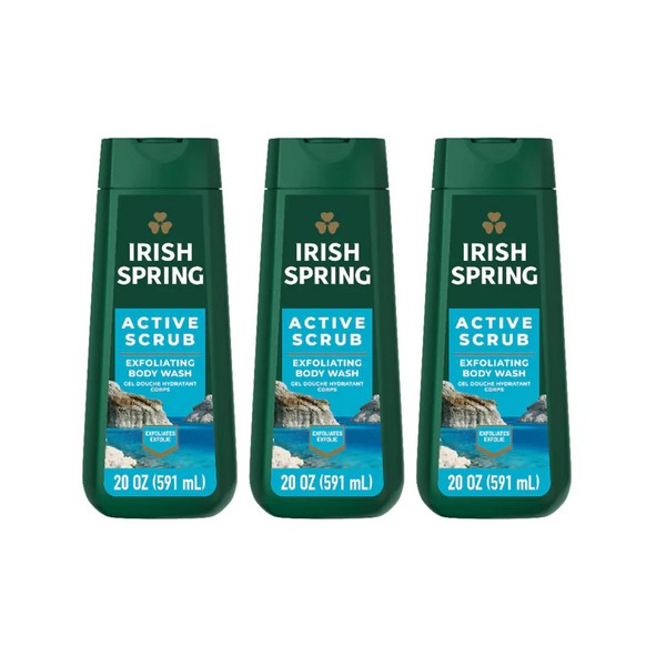 Irish Spring Active Scrub Exfoliating Body Wash for Men, 24-Hour