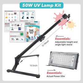 Ecoofor Screen Printing Kit – 53pcs All-in-One Set with 50W UV Exposure Lamp,3 Size Wood Screen Printing Frames, 6 Colors Screen Printing Ink, 15 A4 Size Inkjet Transparency Films