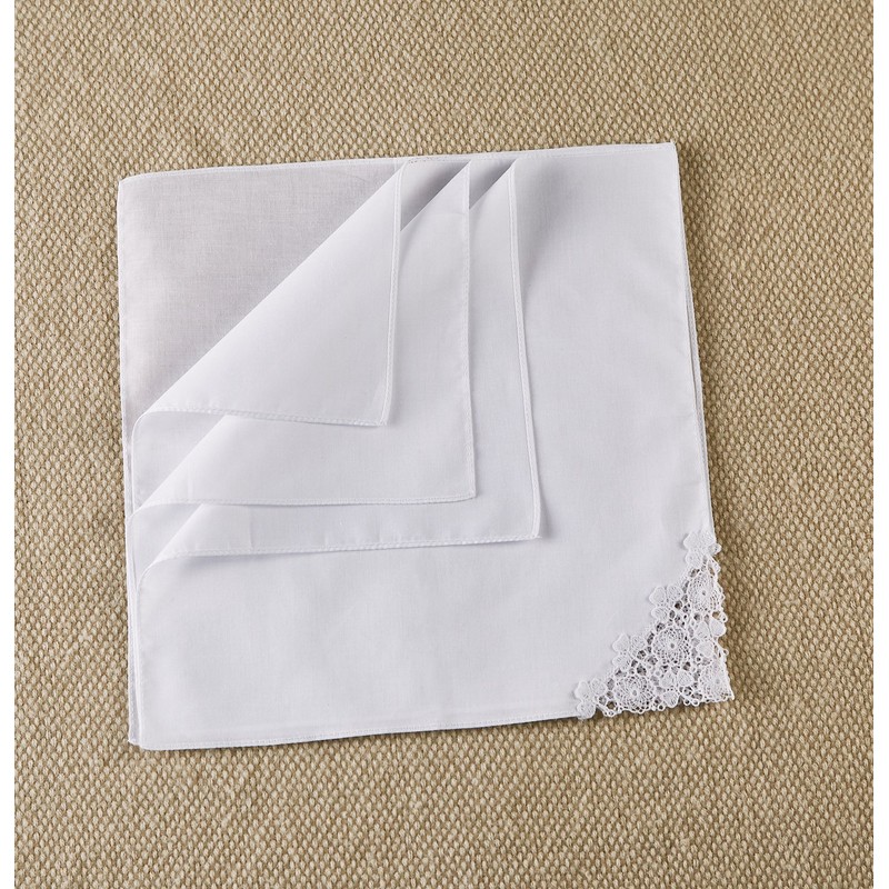 White Bridal Wedding Handkerchief, Crochet Lace,Cotton (6 pieces)