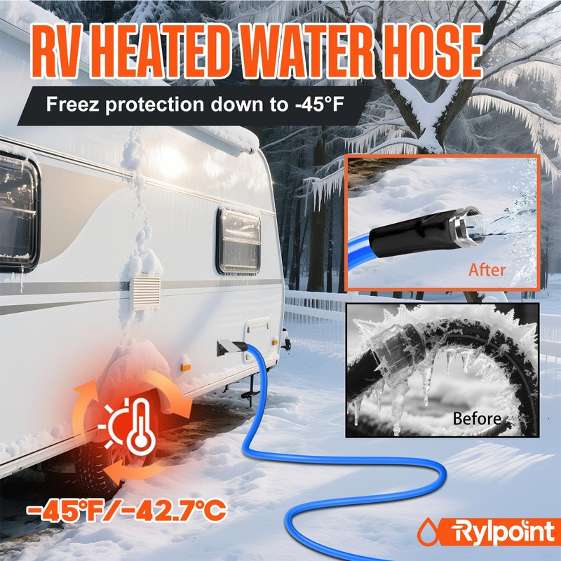 25FT Heated Water Hose for RV,Heated Drinking Water Hose,Lead and