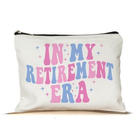 NMPCreativeStore In My Retirement Era Makeup Bag - Officially Retired Cosmetic - Police Retirement Gifts - Retired Teacher Gifts - Makeup Bag Retirement Gifts For Women, 7”x9.8”, White