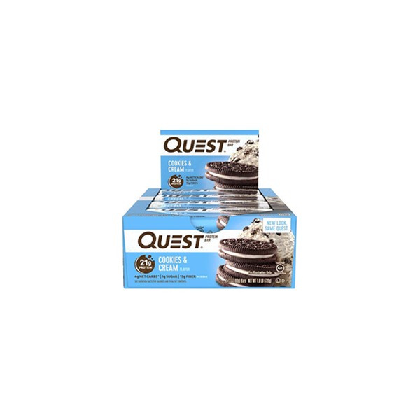 Quest Nutrition Low Carb Protein Bar (Cookies & Cream) - 12 Bars + BONUS