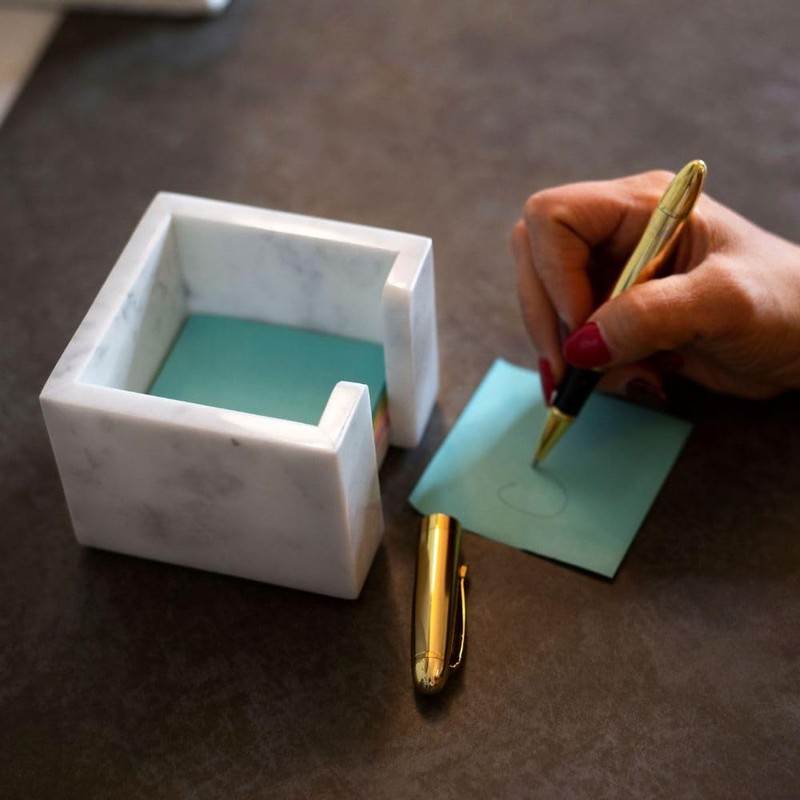 Sticky Memo Pad Note Cube Holder Marble Home Office Desk