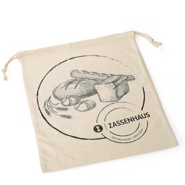 Zassenhaus Bread Bag | 100% Cotton | 38 x 46 cm | Washable at 30° | Drawstring | Reusable | Storage of Bread and Rolls | Food Storage Bag for Bread | Bread Bag