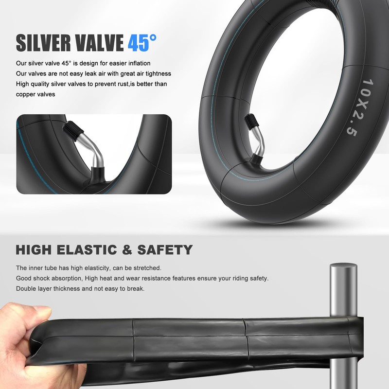 Amitor (2 Pack) 10x2.50 Thicker Inner Tubes, 10x2.50 Scooter Inner