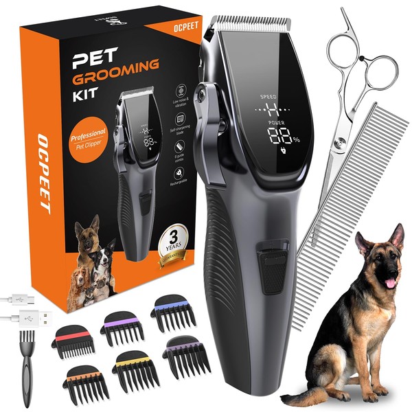 Dog Grooming Kit Low Noise，Cordless 4 in 1 Dog Clippers