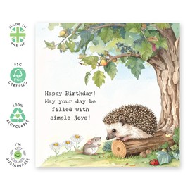 CENTRAL 23 Sweet Birthday Card Wish - Hedgehog Simple Joys - Gifts for Son, Daughter, Friends, Niece, Nephew, Brother, Sister, Him, Her, Ladies, Women, Men - Animals - Comes with Fun Stickers