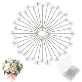 BCMRUN 200 Pcs Corsage Bouquet Pins 1.5Inch Corsage Boutonniere Pins Crystal Rhinestones Floral Pin Clear Flower Pins Straight Needle for Bouquets,Wedding Bride Hair Decorations Jewelry DIY Decoration
