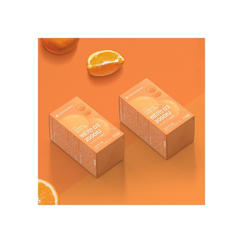 Food Bucket Vitamin D 2000 IU Vitamin D3 Orange Flavor