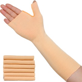 VISKONDA Hand Socks for Splint (Pack of 6) Wrist and Thumb Spica Wrap Liner for Women Men,Arm Cast Cover Stockinette Sleeve for Under Brace Skin friendly protective cover(Khaki,Large)