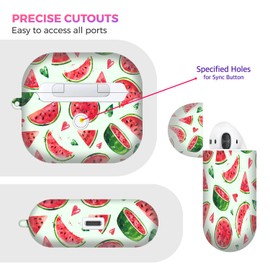 GlamCase for AirPods 3rd Generation Case, AirPods 3 Case - Watermelon Watercolor Pattern Design Printed Cute Plastic Hard Snap on Protective Designer AirPod Case/Cover for AirPods 3rd Gen 2021