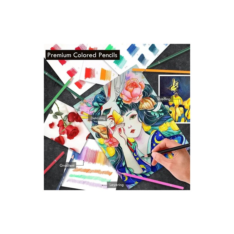 Set 180 Lápices De Dibujo De Colores Metálicos Grafito Kalou