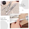 Healeved 4pcs Precision Stainless Steel Tweezers Flat Tips Collector Tools