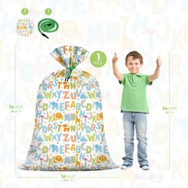 KIDAJOY Large Alphabet Gift Bags Baby Shower 56 * 36 Inch Plastic Jumbo ABC Gift Bags with Alphabet Animal Design for Baby Boys Newborn Birthday Parties Colorful