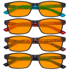 Eyekepper 4 Pack Blue Light Filter Glasses Classic Anti Screen Glare Computer Reading Glasses Orange Tinted +1.25
