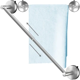 DGYB Adjustable Suction Cup Towel Bar for Bathroom 14 Inch ~ 27 Inch Brushed Nickel Towel Rack Stainless Steel Bath Towel Holder for Glass Shower Door