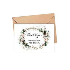 Wedding Thank You Cards - Gratitude Letter & Wedding Thank You Cards From The New Mr And Mrs - Wedding Thank You Notes With Kraft Envelopes - Thank You Cards
