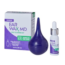 eosera Ear Wax MD Cleaning Kit - Fast-Acting Ear Wax Removal Drops & Rinse Bulb - Doctor Recommended, Clinically Proven Earwax Dissolver for Adults & Kids - Works in 15 Minutes - 15ml Solution