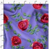 Soimoi Purple Moss Georgette Fabric Leaves & Rose Floral Decor