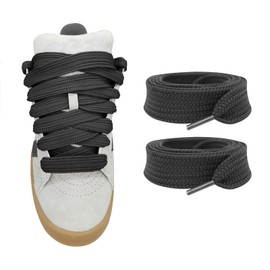 UamGlsob 5/8"(15mm) Wide Thick Shoe Laces for Sneakers, Fat Athletic Shoelaces Replacement Laces for Shoes (Black, 63"/160cm)