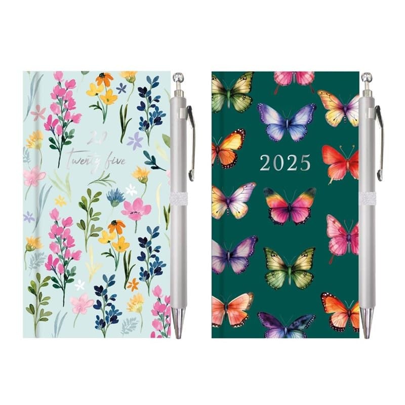 2025 Slim Week To View Diary Glitter Butterflies Designer Fashion