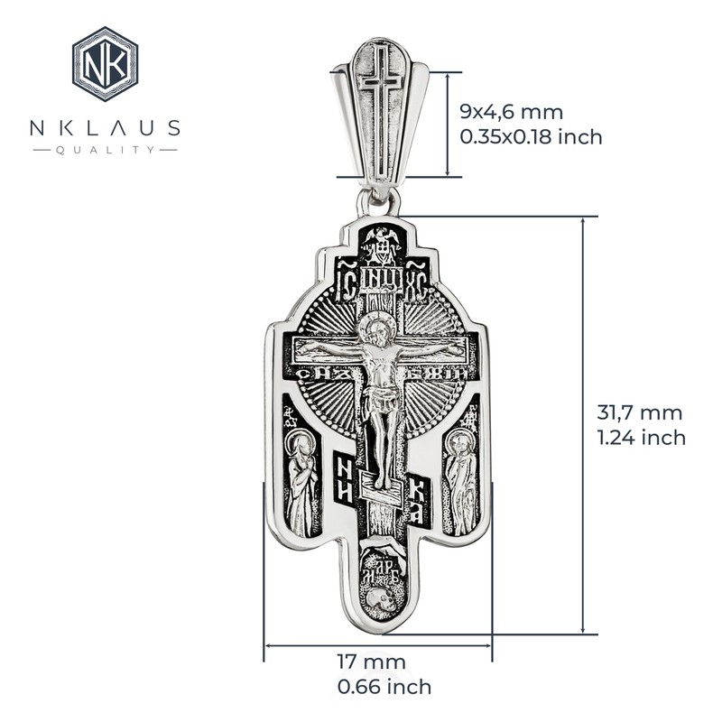NKlaus 15506 Pendant 925 Silver Crucifix & Resurrection of Christ