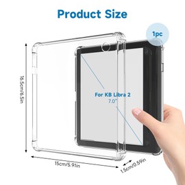 UIHRLM eReader Case Compatible with Kobo Libra 2 (2021 Release, 7"), Slim Lightweight Shockproof Soft TPU Cover with Reinforced Corners, Transparent Flexible eReader Back Cover Protective Case