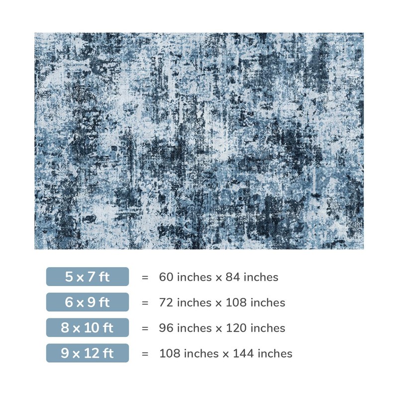 Lessymo Area Rug 9x12 Living Room, Washable Abstract Soft Carpet