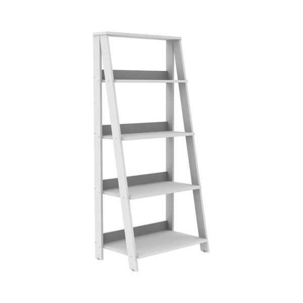 Walker Edison Sophia Modern 4 Shelf Ladder Bookcase , 55 Inch, White