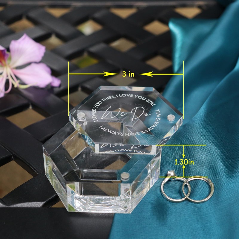 EIFLR Engraved Wedding Ring Boxes for Ceremony Acrylic Ring Bearer