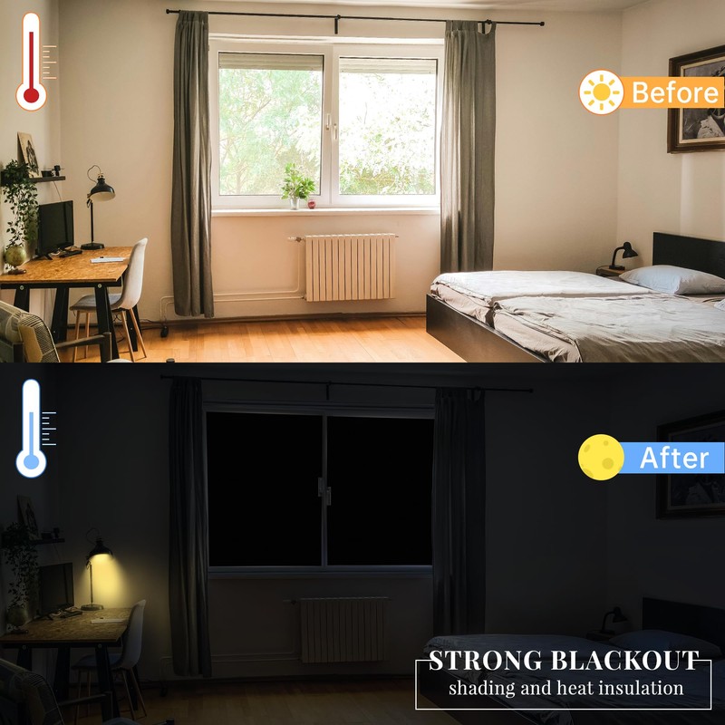 bemece Portable 100% Blackout Blind, DlY No Drill Blinds Blackout
