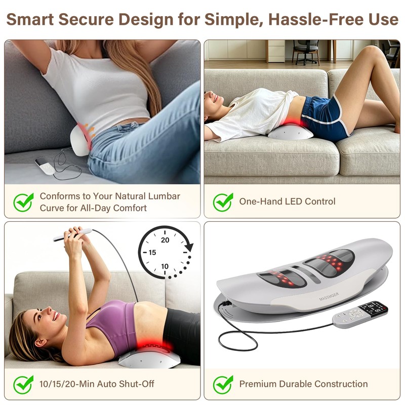 HOWHAI 4-in-1 Electric Lumbar Traction Device, Smart Lower Back Massager