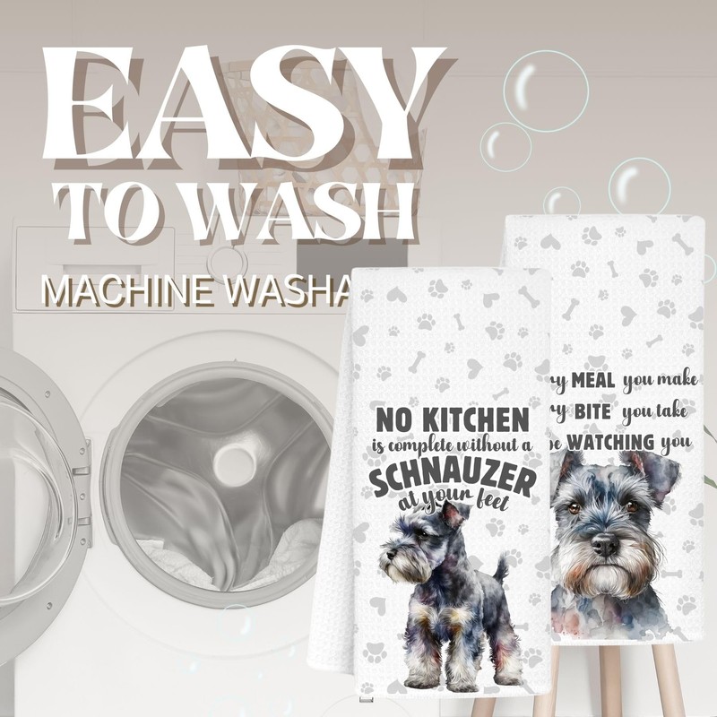 INNObeta Schnauzer Gifts Kitchen Towel 2 Pack, 16x24 in Microfiber