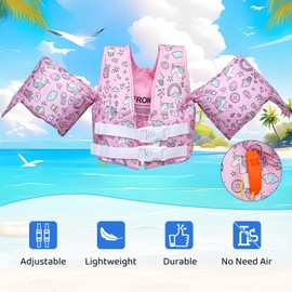 Puddle Jumper Toddler Swim Vest for Kids 1-6 Years Old 30-50 Lbs Toddler Floaties (Pink, ONE Size)