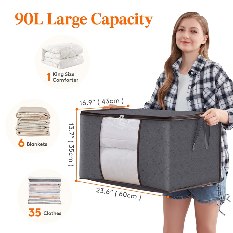 Lifewit Storage Bags, Pack of 3, 90 L, with Lid,