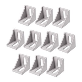sourcing map Inside Corner Bracket Gusset, 40mm x 40mm for 4040 Series Aluminum Extrusion Profile, 10 Pcs (Silver)