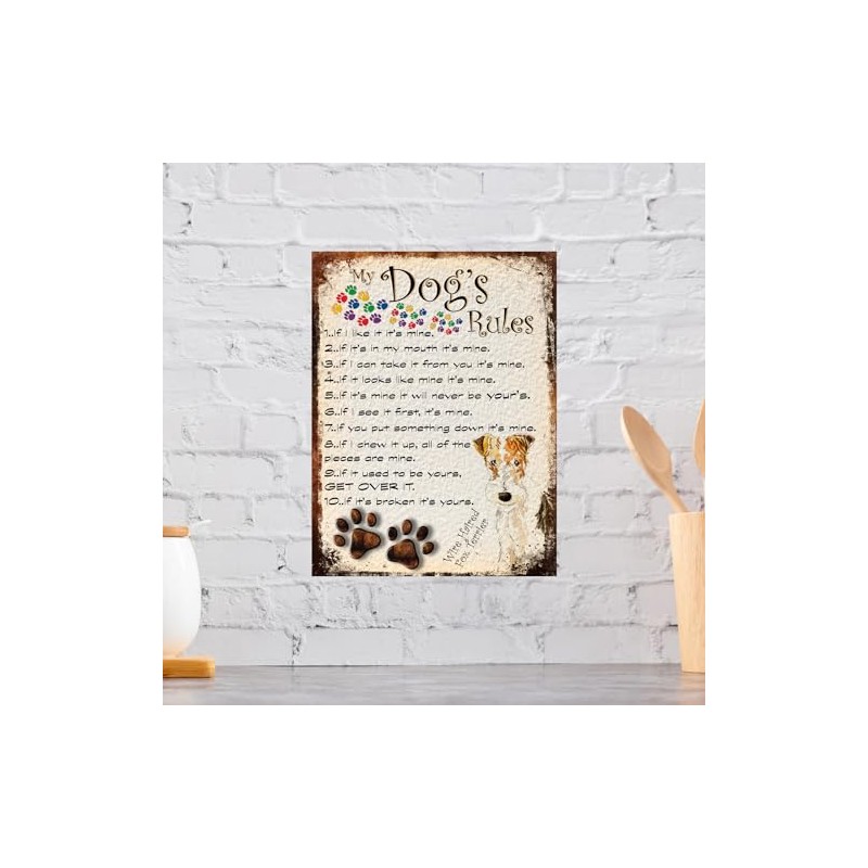 Shawprint Limited MY DOG'S RULES RETRO STYLE METAL TIN WIRE