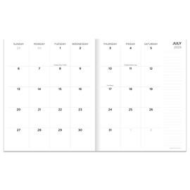 TF Publishing July 2025 - June 2026 Ebony and Ivory Medium Monthly Planner - 12 Month Academic Planner 2025-2026 with 2-Page Spreads, Monthly Calendar Grids and Planning Prompts - 6.5 in x 8 in