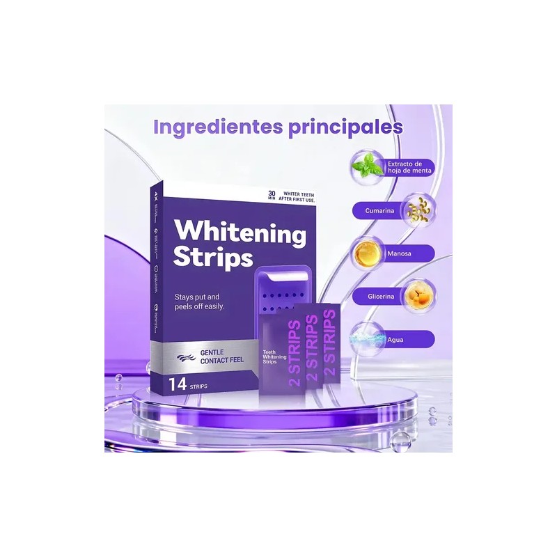 Tiras Blanqueadoras De Dientes Moradas - Sesión-14 Piezas