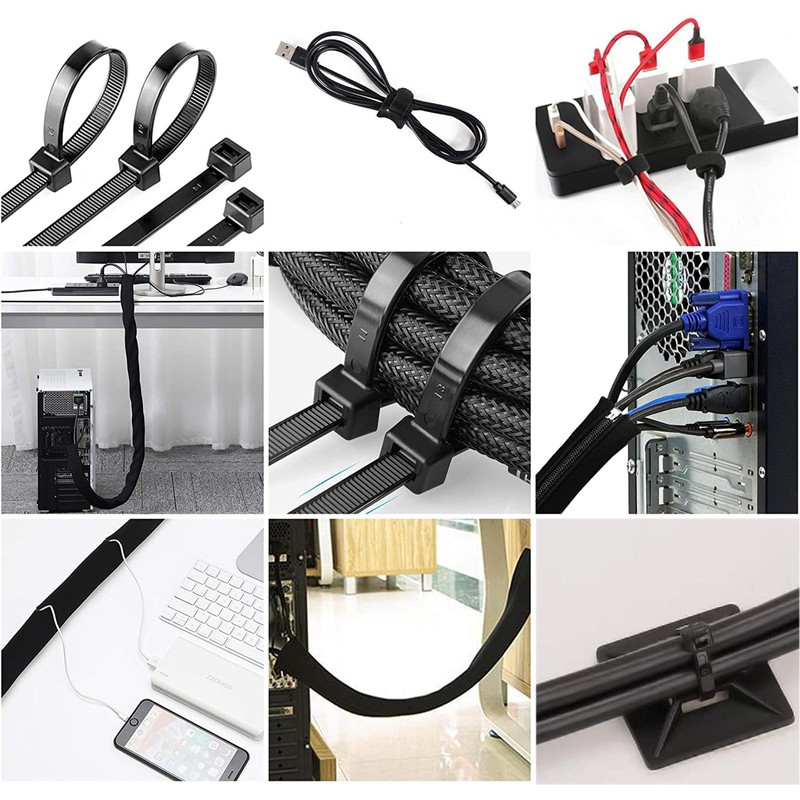 303 Pcs Cable Management Organizer Kit, 4 Cable Sleeve Split,