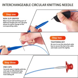 Hzkokon Knitting Needles Set Interchangeable Aluminum Circular Knitting Needles Set 13 Pairs of 4 Inch Premium Aluminum Needles & Accessories Blue