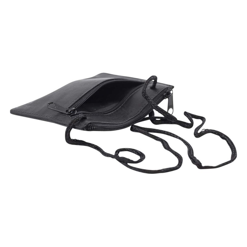 Neck purse pouche LEAS, Genuine Leather, black - ''LEAS Travel-Line''