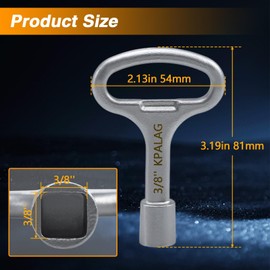 KPALAG 3/8inch Square Hydrant Key, Steel Sillcock Water Key, Shut Off tool Fit for Wall Hydrant Water Spigot and Outdoor Hose Faucet Valve, Replace# P1300-PART-13-KEY