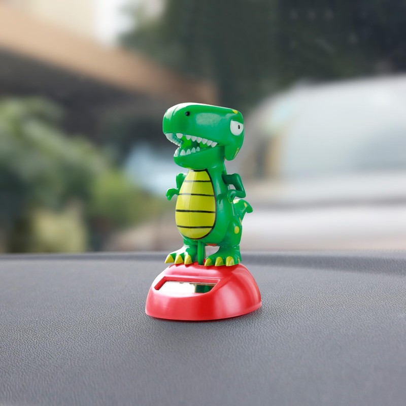 YGMONER Dinosaurs Waving Arms Car Dashboard Dancer Cartoon Style Solar