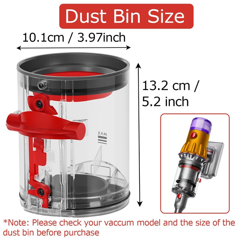 Cleptorize Dust Container for Dyson V12 Detect Slim/V10 Digital Slim
